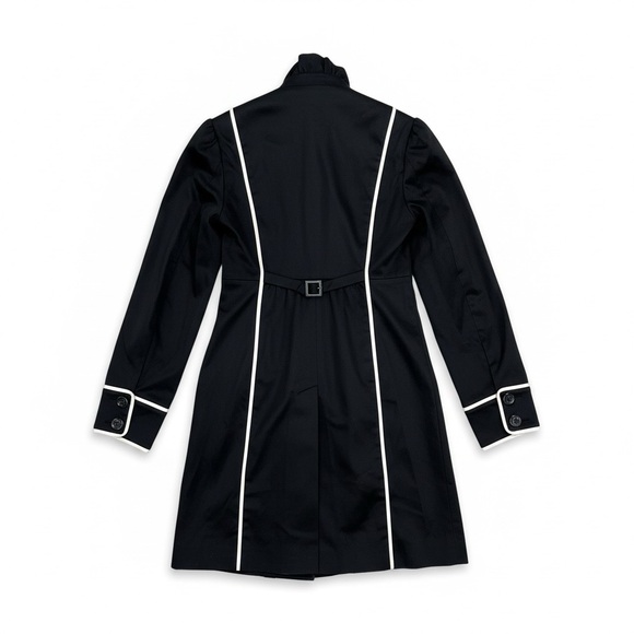 Betsey Johnson Black Dress Coat White Piping Princess Structured Size 10 - Picture 6 of 13